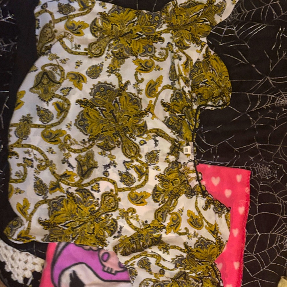 Cato Yellow and Black Paisley Blouse